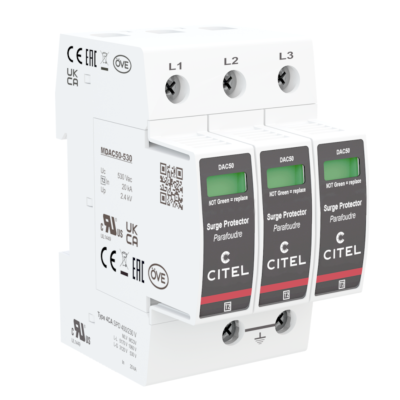 CITEL DAC50-30-530 – Protector de sobretensión trifásico tipo 2, 3 polos, Uc 530 V AC, módulo enchufable