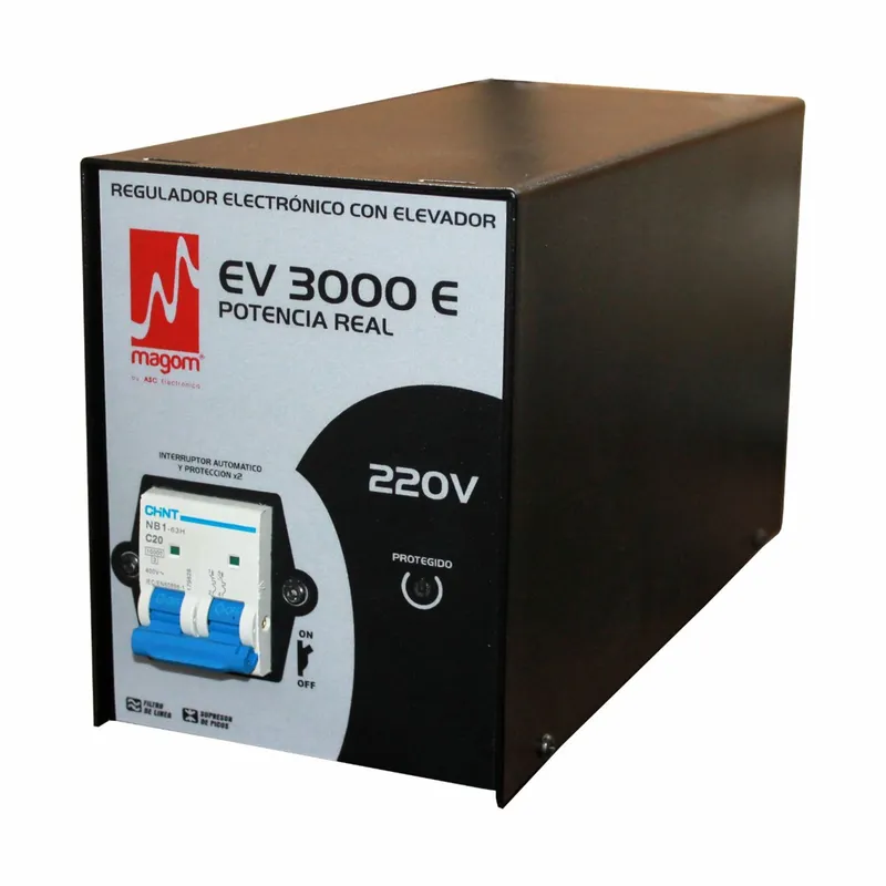 MAGOM EV3000-220_C – Regulador electrónico 3000 VA / ≈ 1800 W, salida 220 V AC, regulación automática de voltaje