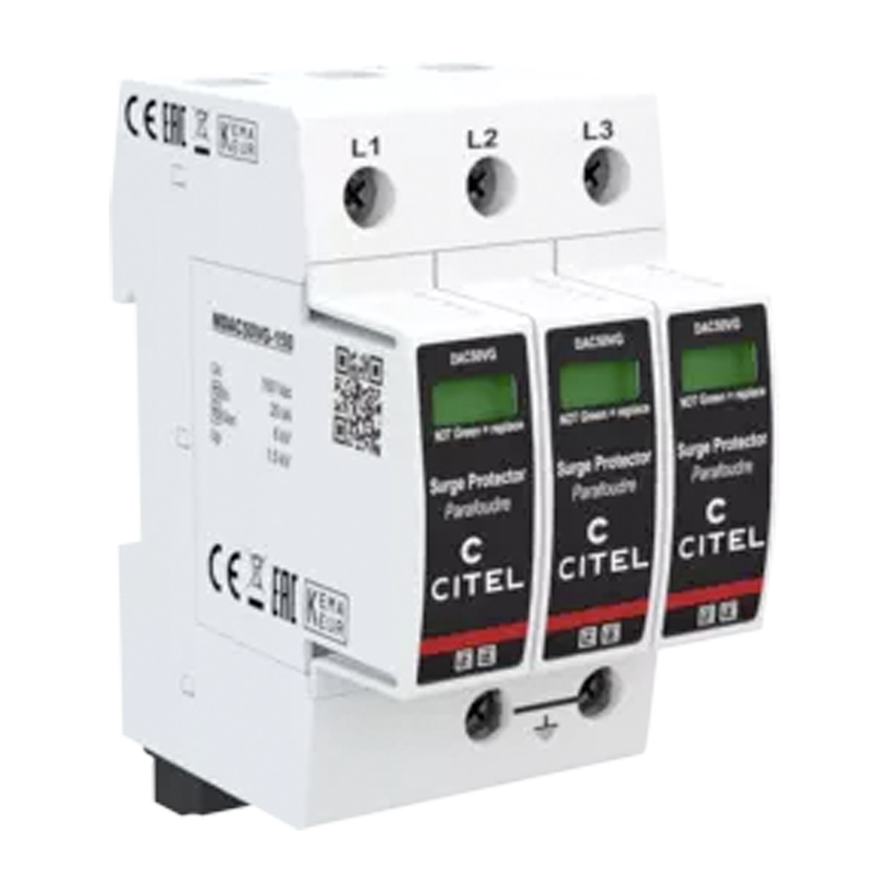 CITEL DAC50VGS-30-150 – Protector de sobretensión Tipo 2+3, 3P, 150 V AC, tecnología VG