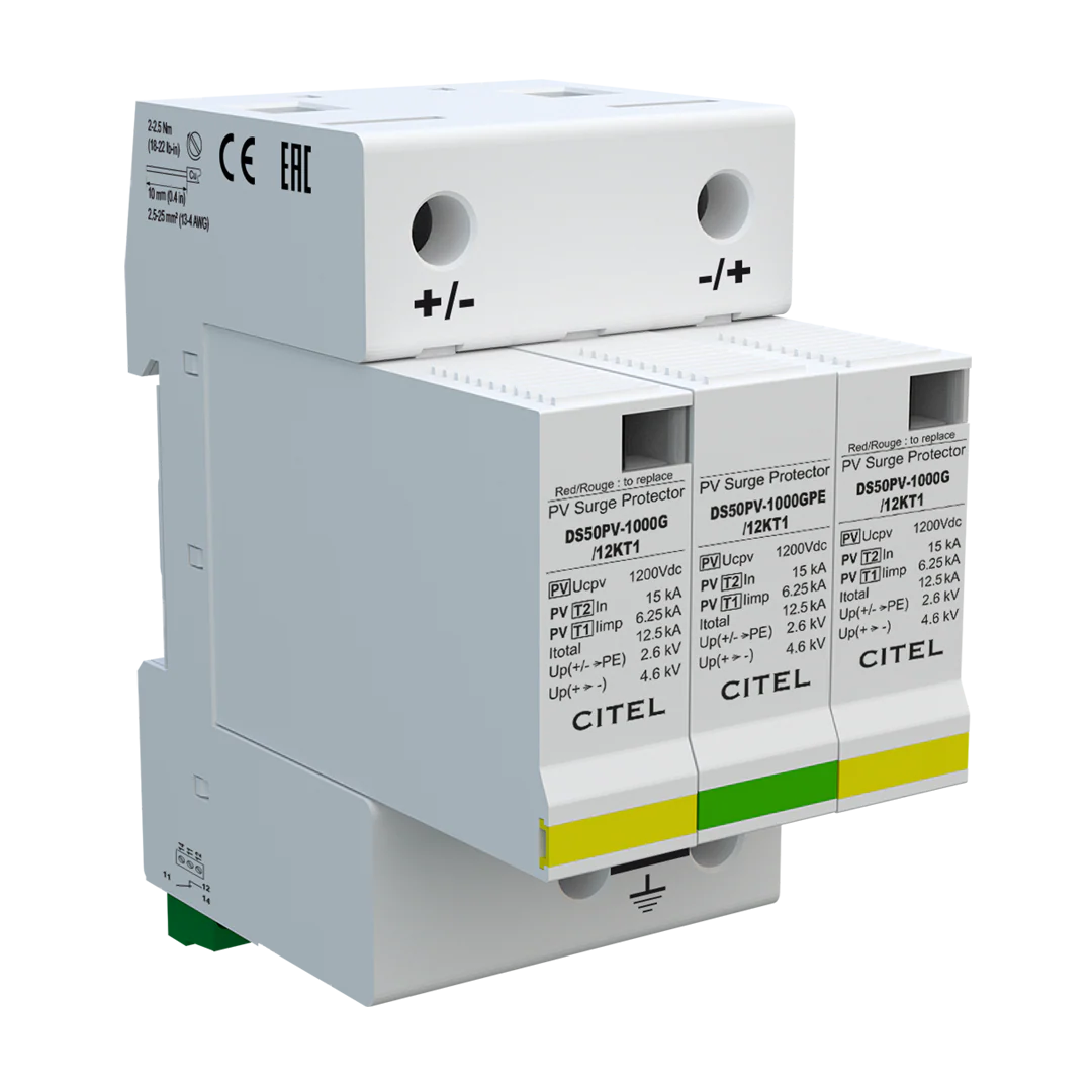 CITEL DS50PV-1000G-51 – Protector de sobretensión Tipo 2 para sistemas fotovoltaicos, 1000 V DC, versión “G”, 2 polos