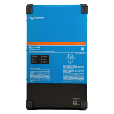 Victron Quattro-II 12/3000/120-50/50 2x120V — Inversor/cargador 3000 VA con 2 entradas de CA y cargador de 120 A, batería 12 V
