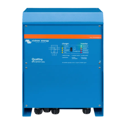 Victron Quattro 48/5000/70-100/100 120V — Inversor/cargador 5000 VA con 2 entradas de CA de 100 A y cargador de 70 A, batería 48 V