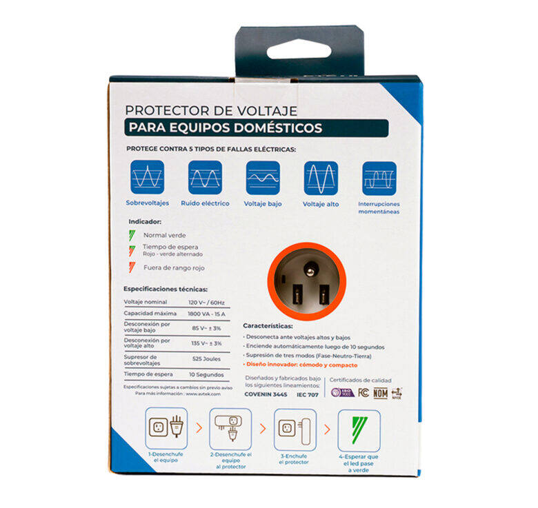 Avtek PTED-1T515 — Protector de voltaje para lavadoras, secadoras y microondas, 120 VAC — foto 3